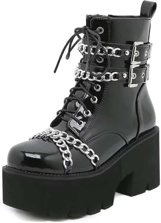 Chunky sole goth boots