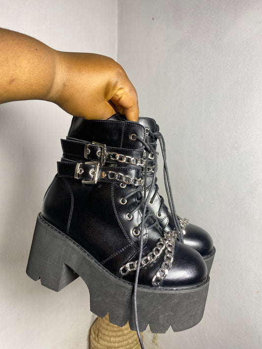 Chunky sole goth boots